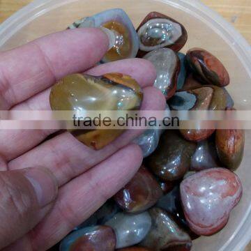 Lovely Small Quartz Polished Ocean Jasper Crystal Hearts Pendants photo-3