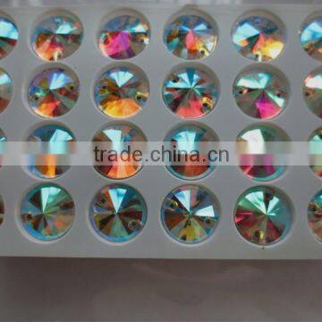 High Quality Low Defect 18mm Round Shape Crystal AB Sew on Crystal Stone photo-3