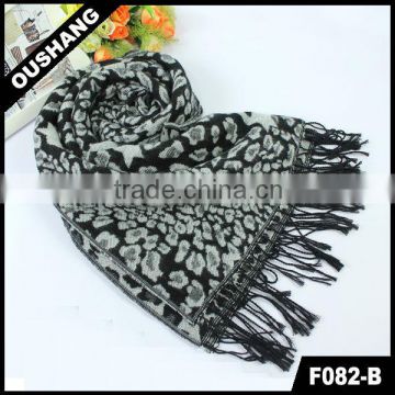 F082-B Black 2015 Houndstooth Leopard Shawl Warm Thick Winter Long Scarf