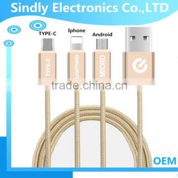 3 in 1 nylon braided cable
