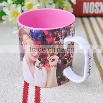 3D Sublimation Mug ,Inner Color Mug ,blank plastic customized cup,printable mug