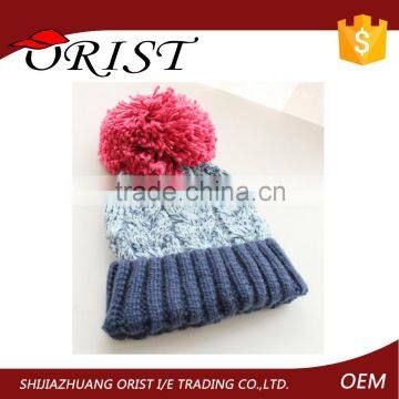 Acrylic custom knitted lady knitted winter cap