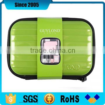 green shiny pu cover eva cosmetic makeup zipper case