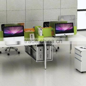 Colorful wooden 4 seats workstation