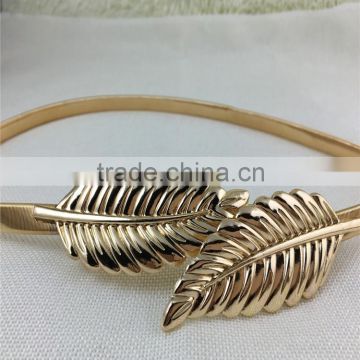 gold strech elastic metal chain belt for women