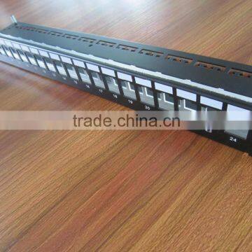 1U UTP RJ-45 Patch Panel Classic Black Black Aluminium For 24 K6/K5e Jacks photo-6