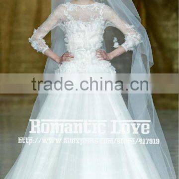 R13610 2013 Barcelona summer show see-through 3/4 long sleeve lace wedding dress