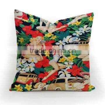 "Modern Lady" Style Printed Weave Pillow Cover For Cafe/Bar Decorative photo-6