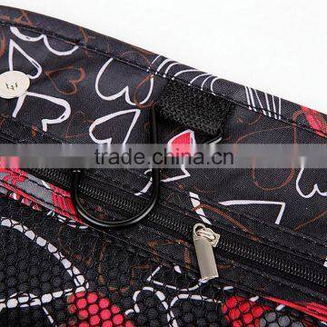 210D Nylon Plaid Floral Printing Toiletry Cosmetic Bag With Hanger photo-5