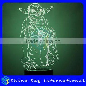 Creative Jedi 7 Colors Light Flashing LED Night Light Room Decoration Vision 3D Night Light