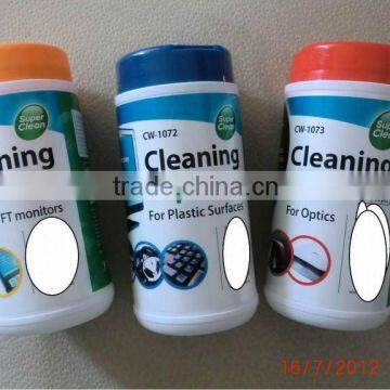 LCD cleaner, screen wet wipe cleaner, in tube canister pack