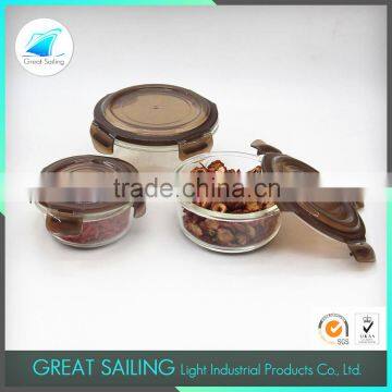 round heat resistant glass container for food