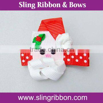 Factory Wholesale Father Christmas Ribbon Bow Hair Clip For Kids