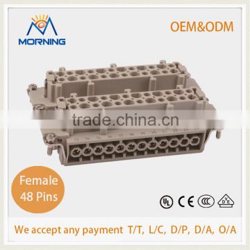 HDC HE-048-F, Industrial Copper Alloy Material 48 Pins Current16A Waterproof Ethernet Connector ,Female Screw Terminal