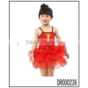 New Red Cute Mini Dress High Quality Kids Girls Dance Dress