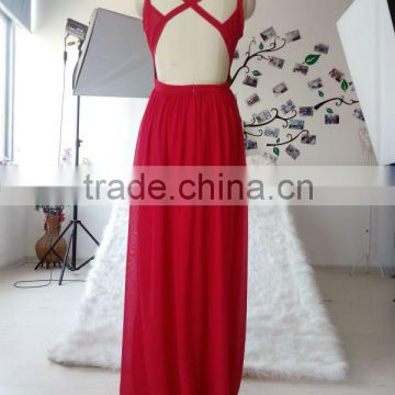 Unique back design fashion ladies evening wear floor length long dress chiffon new style