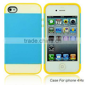 Customed pc + tpu cell phone case for iphone4 4g