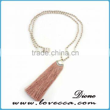 New promotional jewelry alloy beads silver tassel necklace