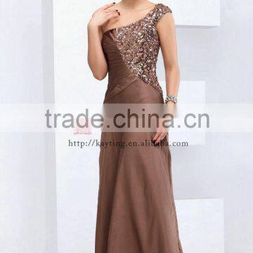 Fashion Design Sequins One Shoulder Long Evening Dress Party Dress for Women photo-2