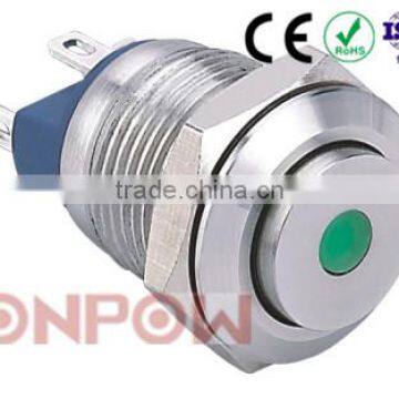 30 Year Industry Leader ONPOW dot illuminated metal pushbutton switch GQ12-AH-10D/J/S Dia.12mm CE, RoHS stainless steel IP67