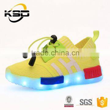 2016 The Newest Flyknit Fabric Colourful Lights Kids Light Up Shoes