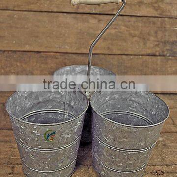 Triple Garden Decoration Galvanized Flower Pots