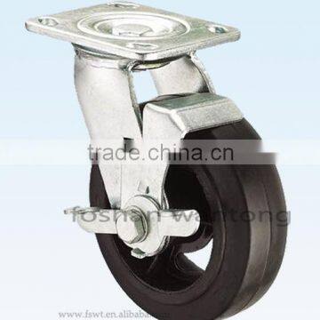 Heavy Duty Industrial Rubber Caster Wheel With Brake