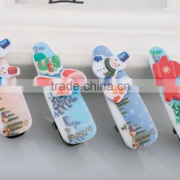 Christmas Hair Clip With Snowman and Glove Ornament Funny Kids Alligator Hair Clip