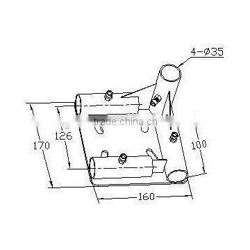 JY-1002R|Electrophoresis Black Metal Pipe Connector|Heavy Duty Foot Pad for Pipe and Goods Shelf|Caster Wheel Connector photo-3