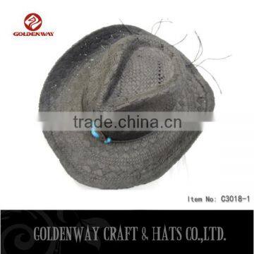 china straw cowboy hat with pearl