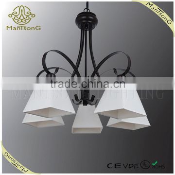 2015 wholesale new products wrought iron fabric shade E27 pendant light