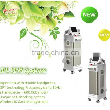 MES-K10 Professional 2 handpiece pain free IPL SHR/ SHR IPL Hair Removal machine