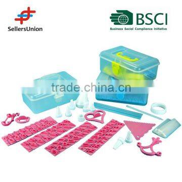 BSCI Member , 2015 New design and LFGB! 100PCS Plastic Cake Baking Tools, Decoration Tools and biscuit mould for kids