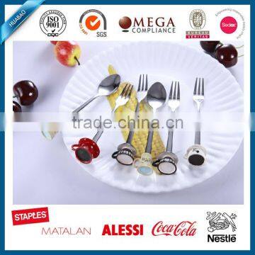 Dessert Spoon and Fork Set, Stainless Steel Flatware Set with Cute polyresin Handle, art minds crafts