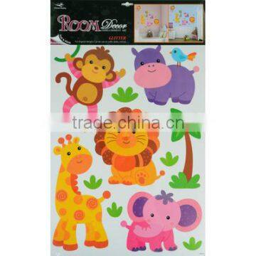 2 x Fantastic Removable Glitter Wall Bedroom Room Stickers - Zoo Animals Design