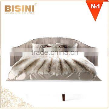 Latest Home Bedroom Design King Size Bed With Velvet Fabric Headboard / Deluxe Mordern Five Start Hotel Double Bed MOQ 1PC photo-3