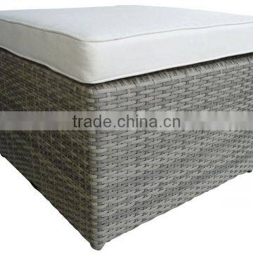 Square Aluminium Frame Grey wicker footrest with White cushion ST-120