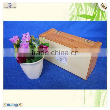 Single Space Rectangle Lock Hinged Bamboo Wooden Box photo-5