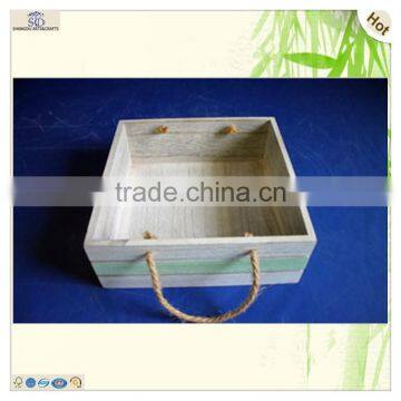 Factory Price Slotted Handles Wooden Storage Tray photo-3