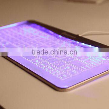 Newest Fashion Glass Touch LED Backlit Universal Wired Keyboard Transparent Glass LED Touch Keyboard photo-2
