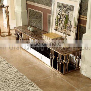 Luxury Stone Top Modern Iron TV Stand photo-6