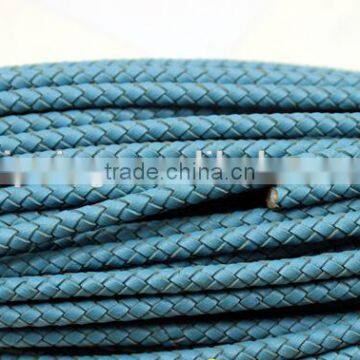 5mm Round Real Braided Leather Cord Various Color for Option for Making Jewelry Bracelet photo-2