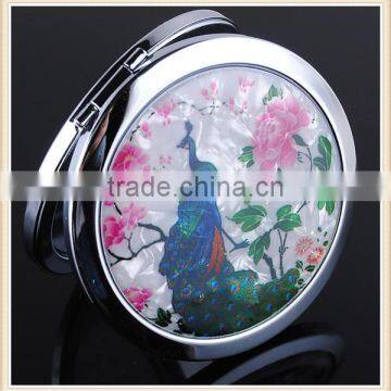 Customized metal crafts peacock animal mirror for make up factory