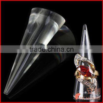High Quality Cone Shape Acrylic Transparent Clear Jewellery Ring Display Holder Stand photo-3