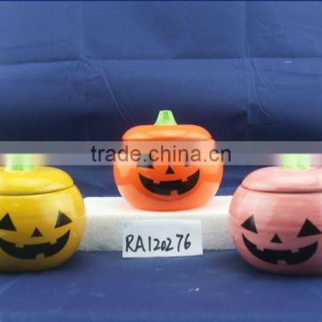 wholesale halloween ceramic storage jar tea sugar coffee with lid