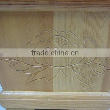 Carving Peony Decor Four Feet at the Bottom Wood Flowerpot photo-4