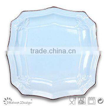 Embossed Square Shape Stoneware Dinnerware Plate photo-5