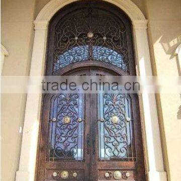 Bisini luxury eyebrow top wrought iron double door (BG90049)