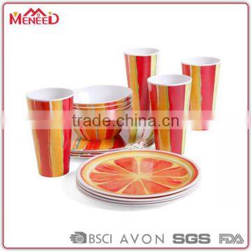 16 PCS Melamine Household Products Watermelon Plastic Italian Style Dinnerware Set
