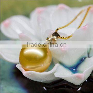 18 inches AAA 9-10 mm Dark Golden south sea pearl necklace